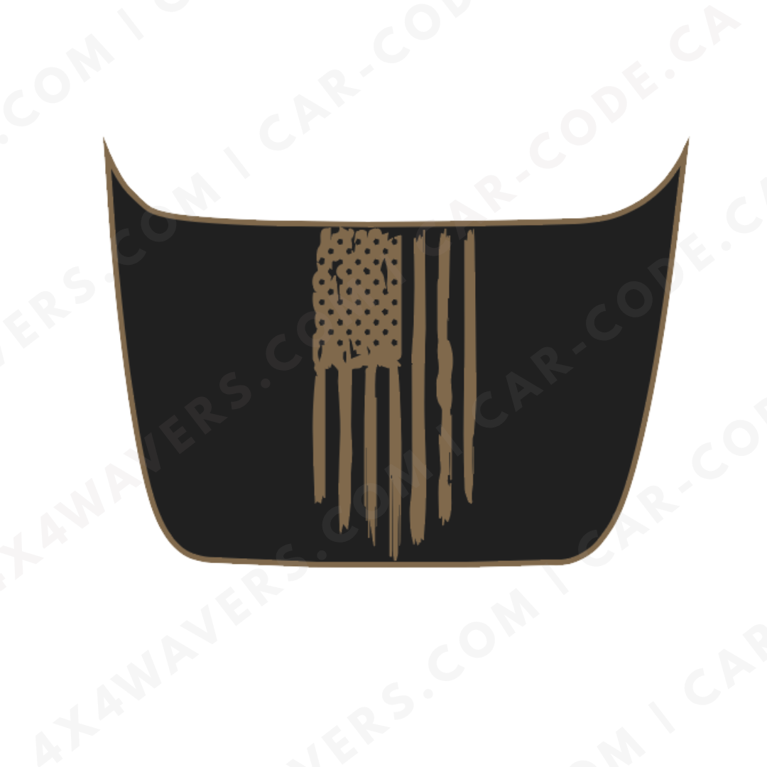 Tattered Flag Hood Panel – Accent Color Options – Ford F-150 Raptor (Gen 2 2017–2020, Gen 3 2021–2024) – Printed Matte 3M or Avery Cut Vinyl