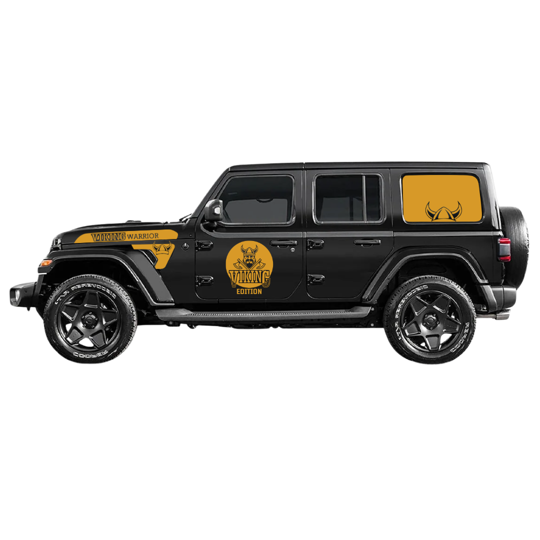 Full Body Decal Kit - Viking Warrior Edition - For Jeep Wrangler JL/JLU 2018+ – Hood, Fender, Door, Rear Window and Tailgate Graphics – 2 Color Vinyl