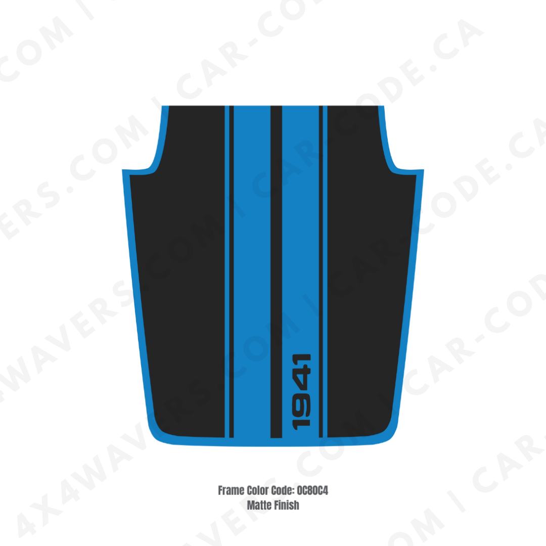 Decal Sticker Kit for JK Hood STRIPE 1941 Style – Vinyl Car Decals for Jeep Wrangler Models – Made in Canada Compatible with JK 2007 - 2018