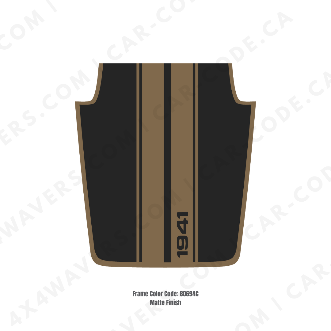 Decal Sticker Kit for JK Hood STRIPE 1941 Style – Vinyl Car Decals for Jeep Wrangler Models – Made in Canada Compatible with JK 2007 - 2018