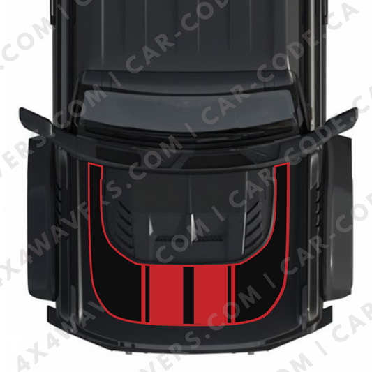 Hood Panel Decal/Sticker - Racing Stripes Graphic Kit - For Ford Bronco Raptor 2021-2024 - Premium Vinyl