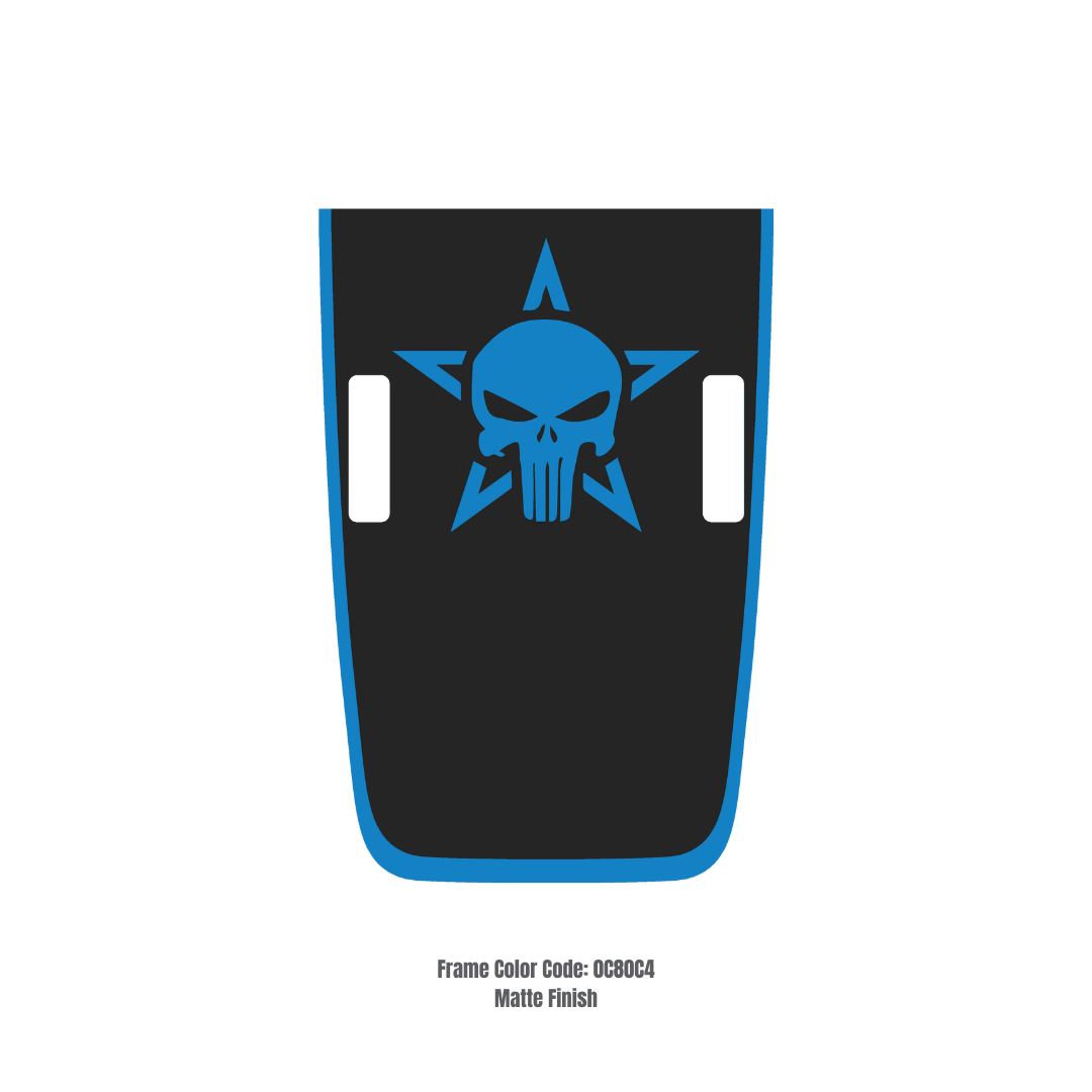 Hood Decal/Sticker – Punisher Style Kit – for JL/JLU/JT/4XE Rubicon Hood – Made in Canada