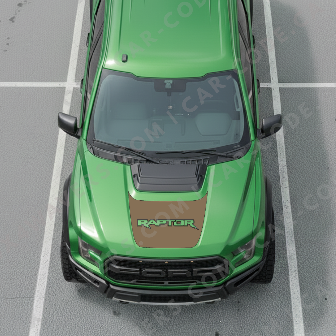 Ford F-150 Raptor Hood Panel – Custom Off-Road Text Panel (Green/Gray/Blue/Red/Sand/Black + Cut-Out) – 2017–2025 – Printed Matte 3M or Avery Cut-Vinyl