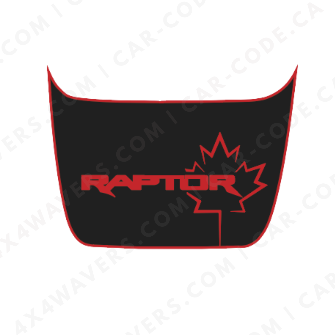 Hood Panel Decal/Sticker - RAPTOR Maple Leaf - For Ford F-150 Raptor 2017-2024 - Matte Printed 3M or Avery Cut-Vinyl