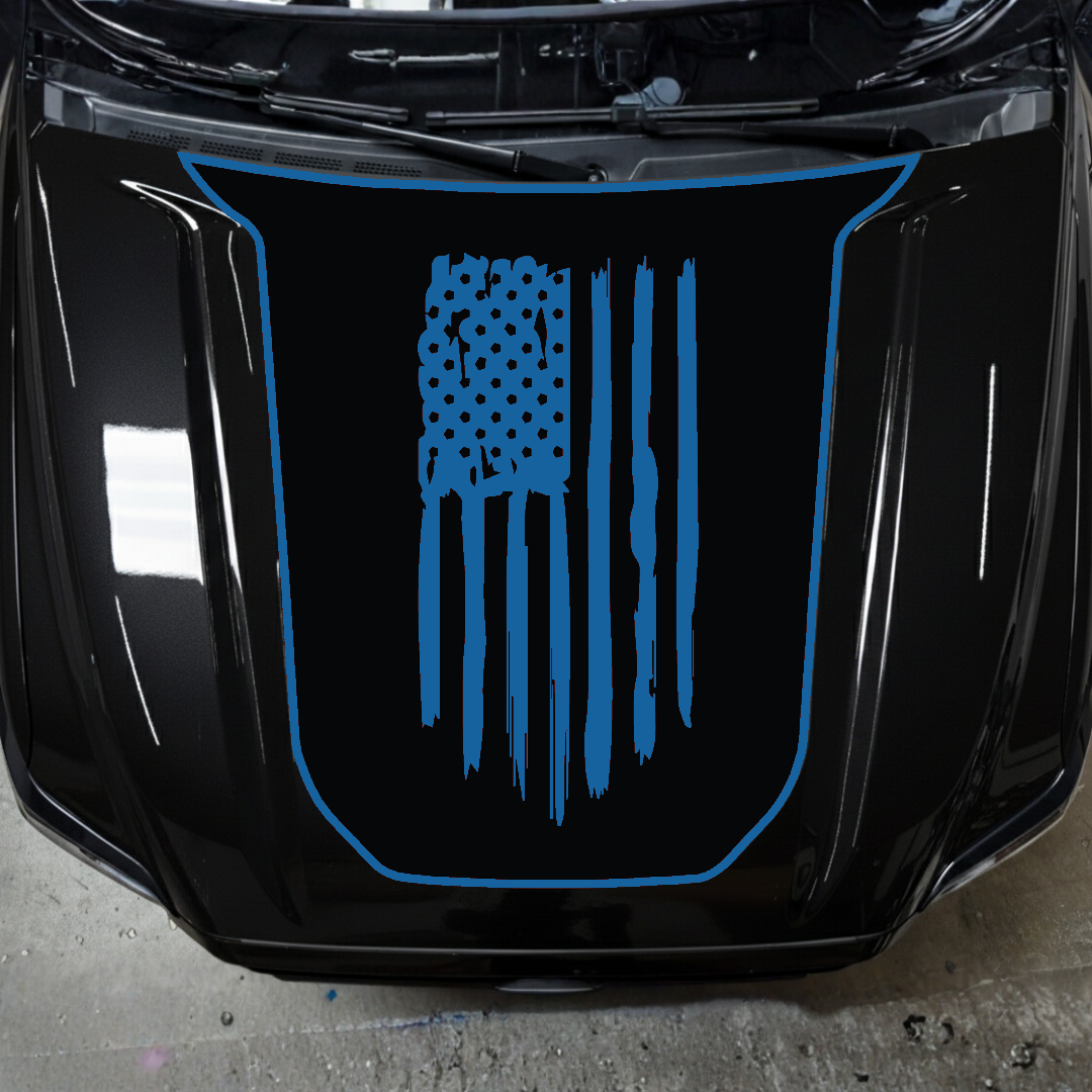 Hood Panel Decal/Sticker - USA Flag Graphic Kit - For Toyota Tacoma 2016-2023 - Premium Vinyl