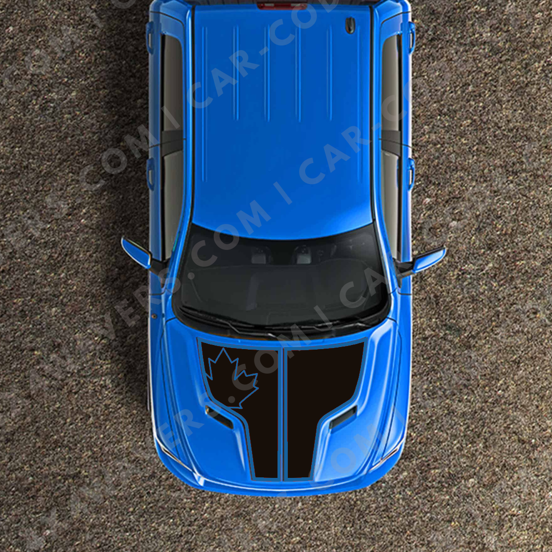 Hood Panel Decal/Sticker - Maple Leaf Graphic Kit - For Ram 1500 2009-2018 Rebel - Premium Vinyl