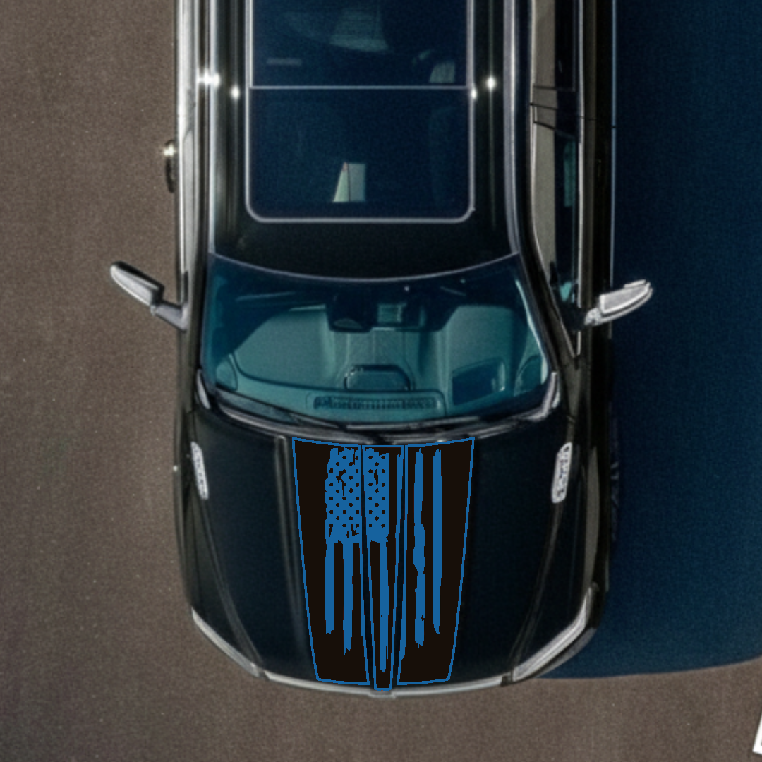 Hood Panel Decal/Sticker - USA flag Graphic Kit - For Ram 1500 2019-2025 - Premium Vinyl