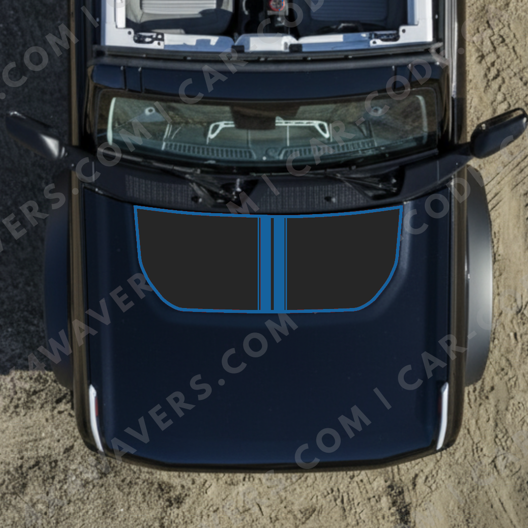 Hood Panel Decal/Sticker - Racing Stripes Graphic Kit - For Ford Bronco 2021-2024 - Premium Vinyl