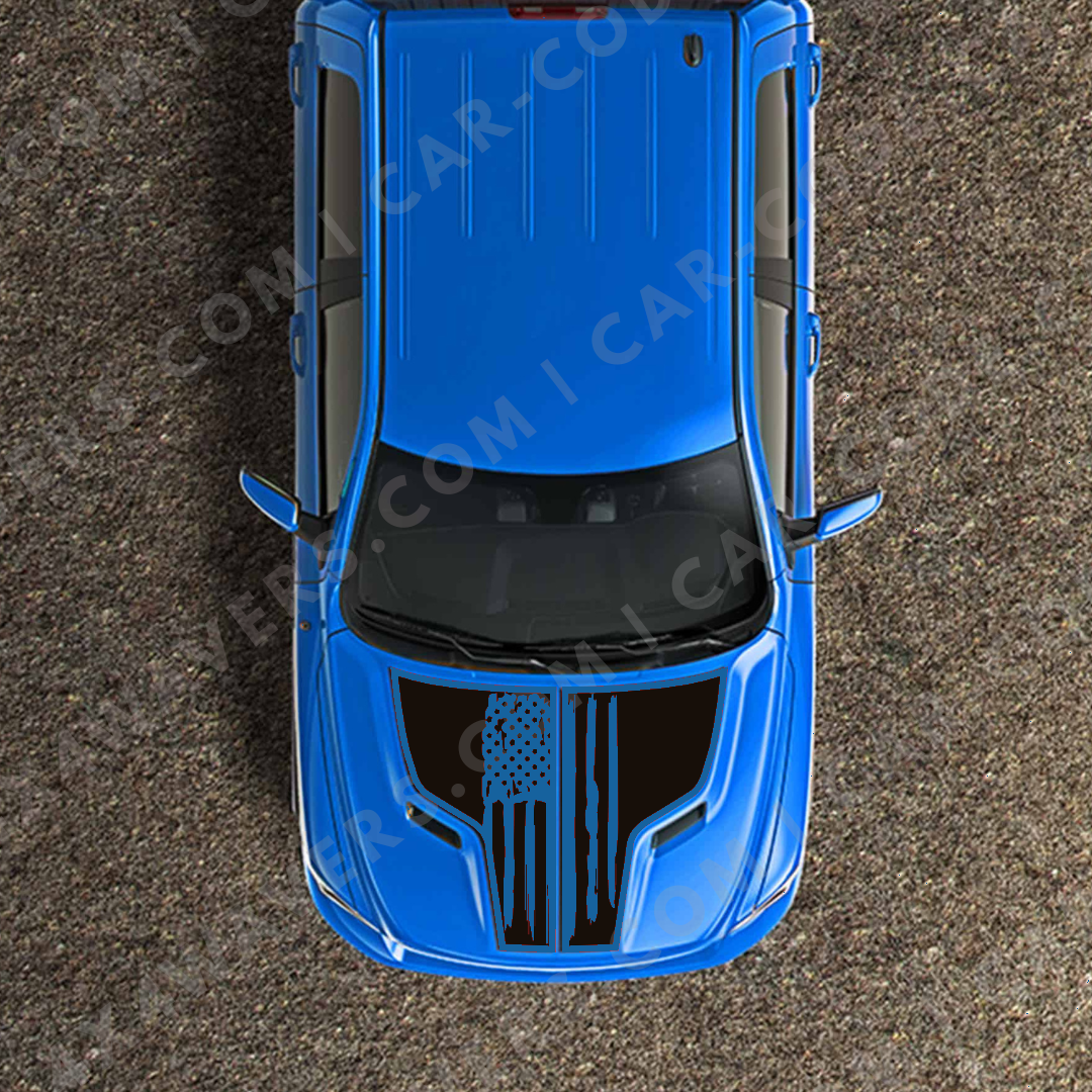 Hood Panel Decal/Sticker - USA flag Graphic Kit - For Ram 1500 2009-2018 Rebel - Premium Vinyl