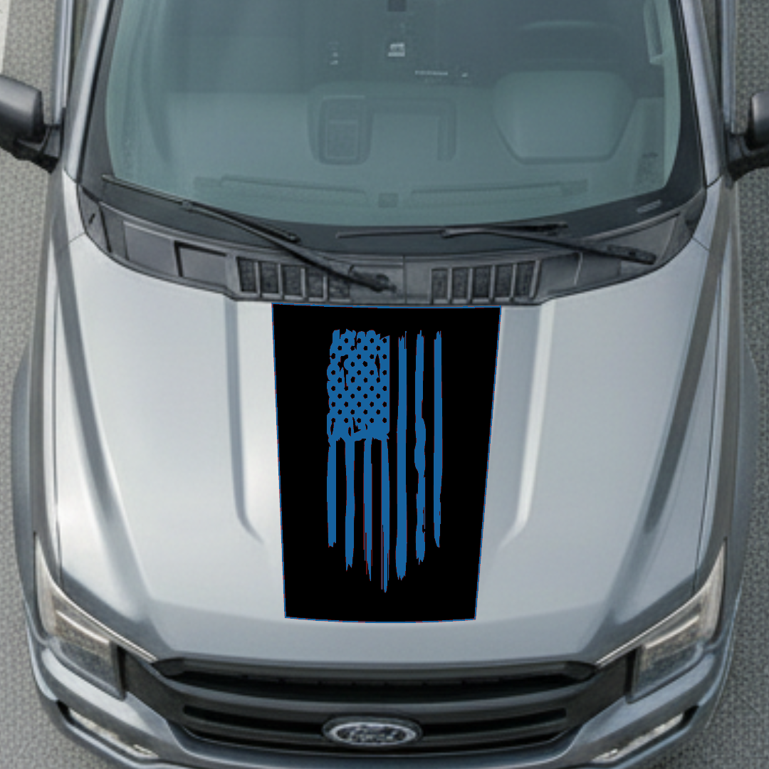 Hood Panel Decal/Sticker - USA Flag Graphic Kit - For Ford F-150 2017-2026 - Premium Vinyl