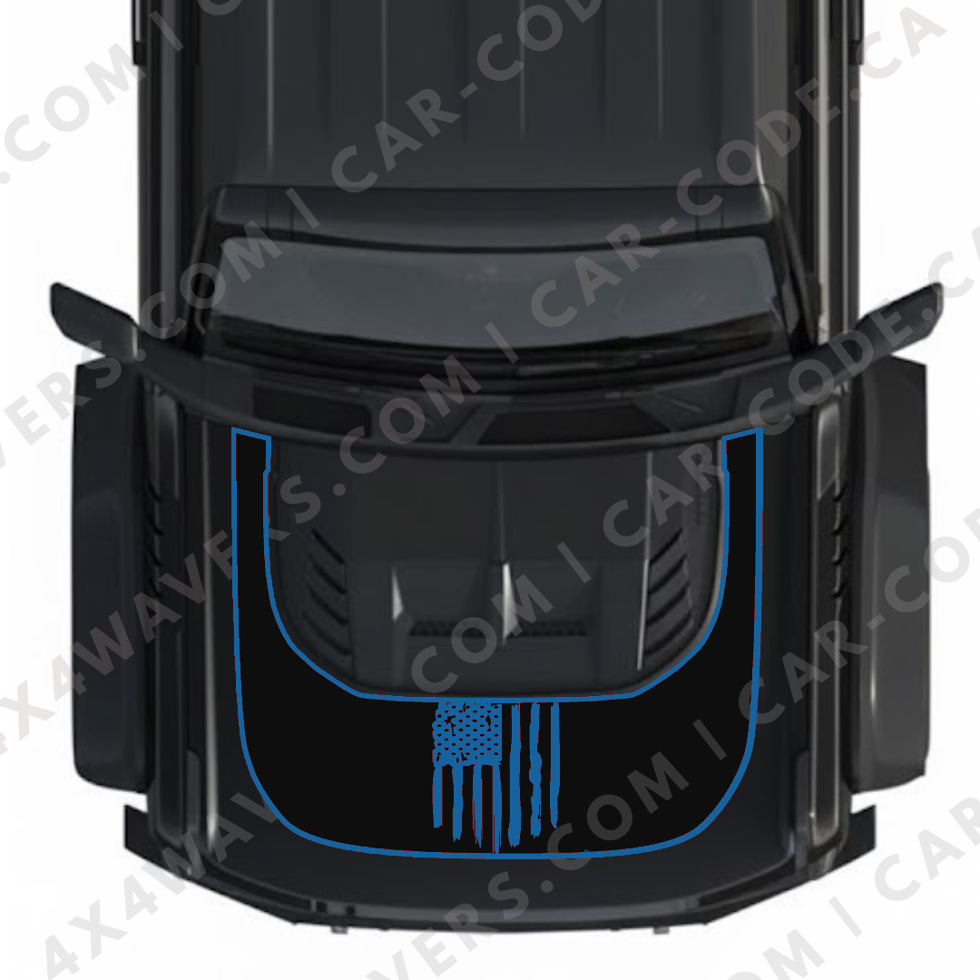 Hood Panel Decal/Sticker - USA Flag Graphic Kit - For Ford Bronco Raptor 2021-2024 - Premium Vinyl