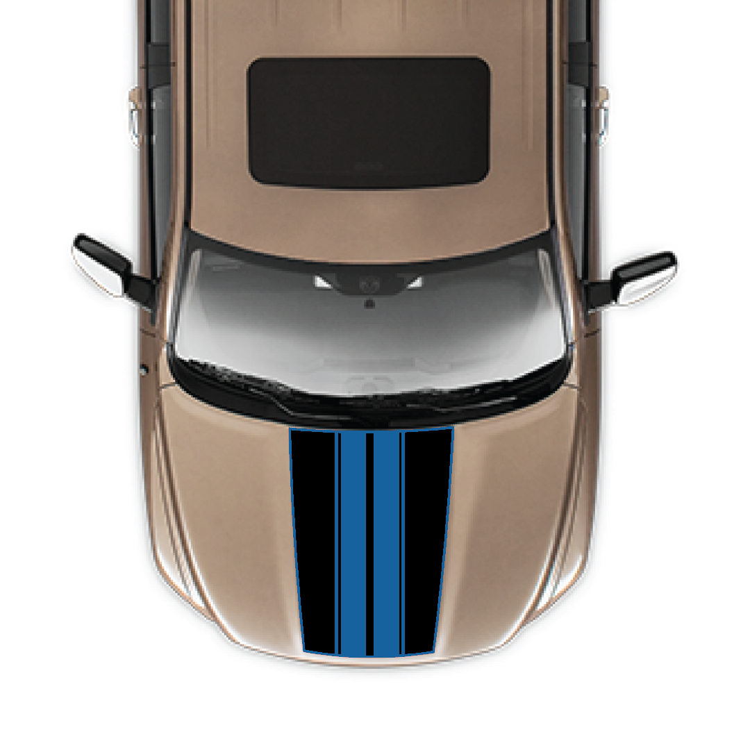 Hood Panel Decal/Sticker - Racing Stripes Graphic Kit - For Ram 1500 2009-2018 - Premium Vinyl