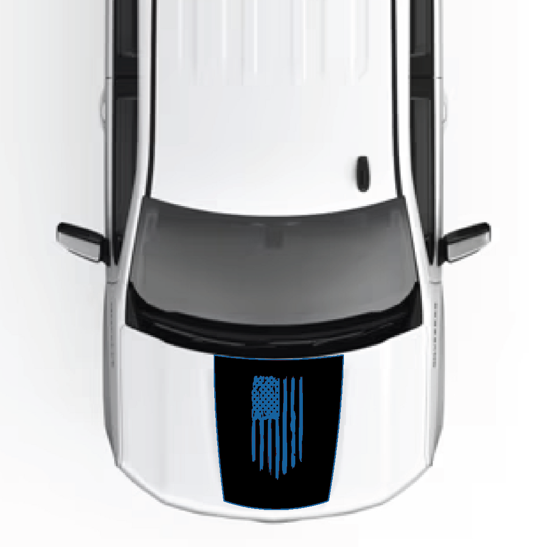 Hood Panel Decal/Sticker - USA Flag Graphic Kit - For Chevrolet Silverado 2019-2024 - Premium Vinyl