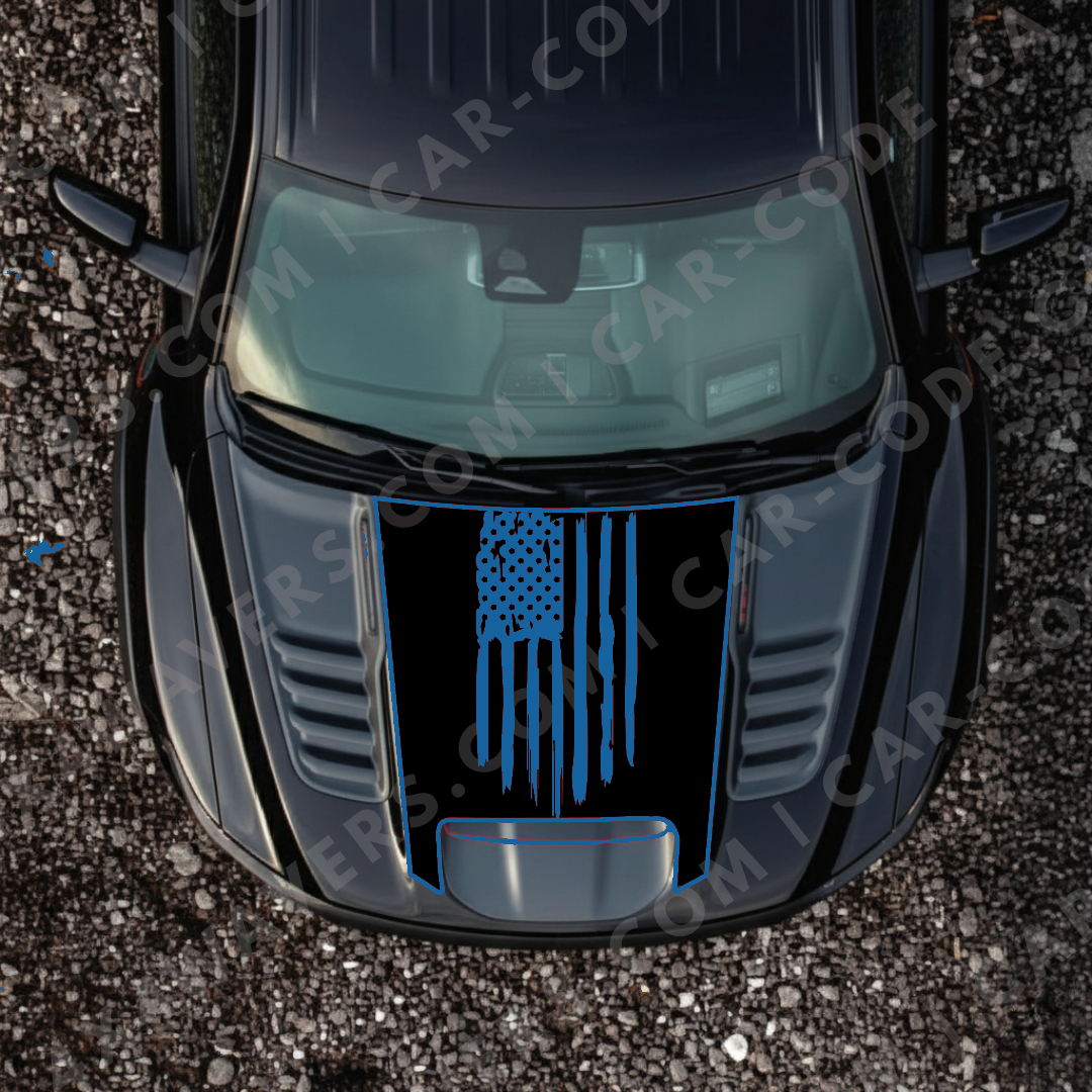 Hood Panel Decal/Sticker - USA flag Graphic Kit - For Ram 1500 2019-2024 TRX - Premium Vinyl