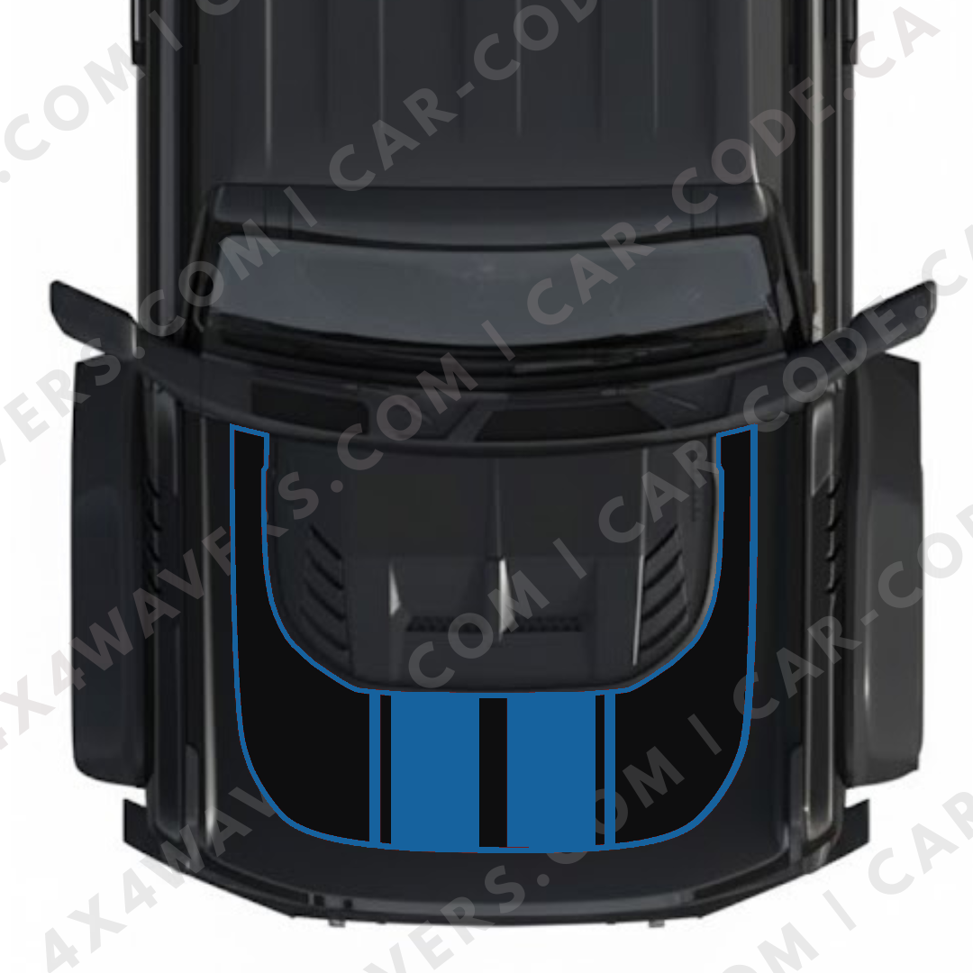Hood Panel Decal/Sticker - Racing Stripes Graphic Kit - For Ford Bronco Raptor 2021-2024 - Premium Vinyl