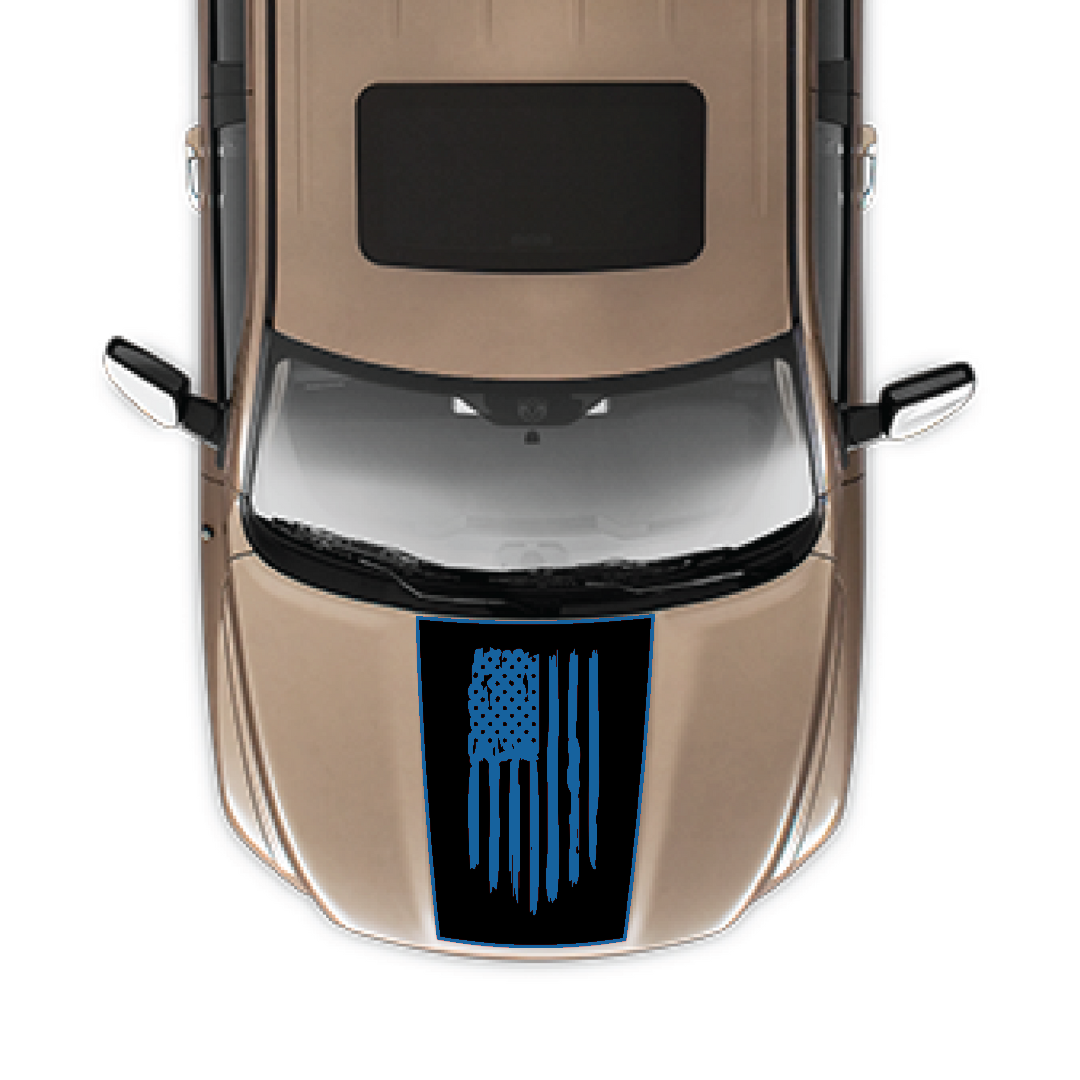 Hood Panel Decal/Sticker - USA flag Graphic Kit - For Ram 1500 2009-2018 - Premium Vinyl