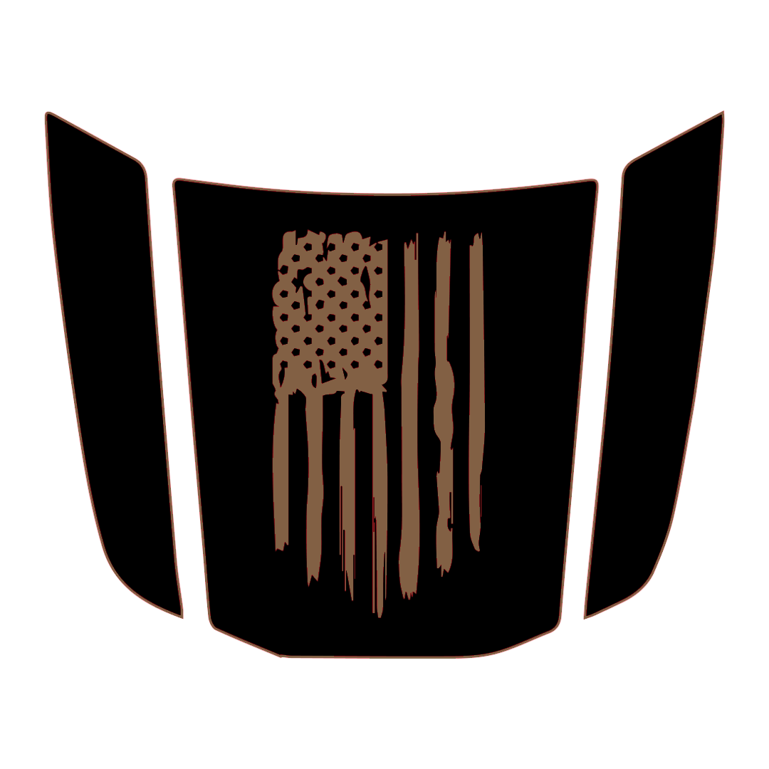 Hood Panel Decal/Sticker - USA Flag Graphic Kit - For Toyota 4Runner 2014-2024 - Premium Vinyl