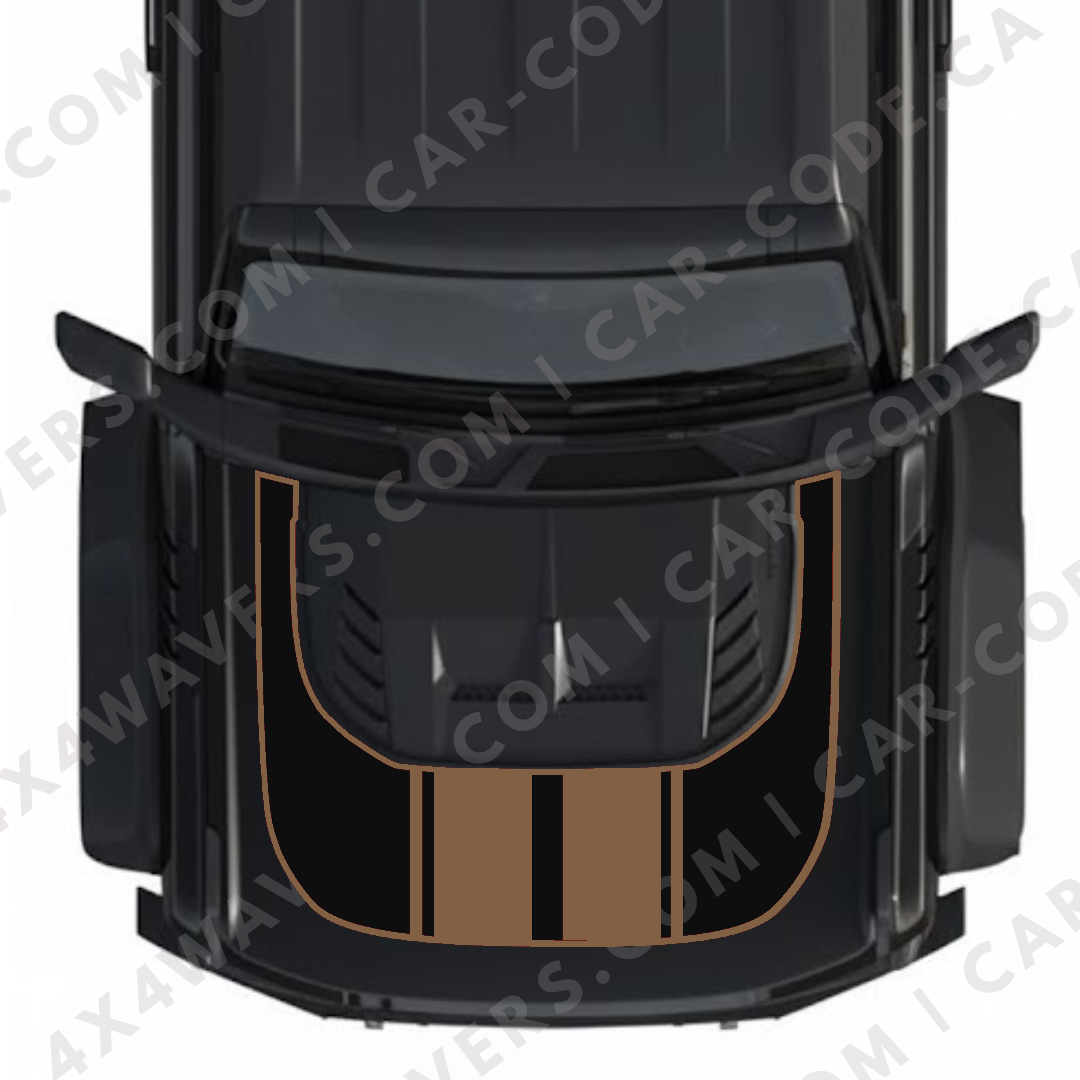 Hood Panel Decal/Sticker - Racing Stripes Graphic Kit - For Ford Bronco Raptor 2021-2024 - Premium Vinyl