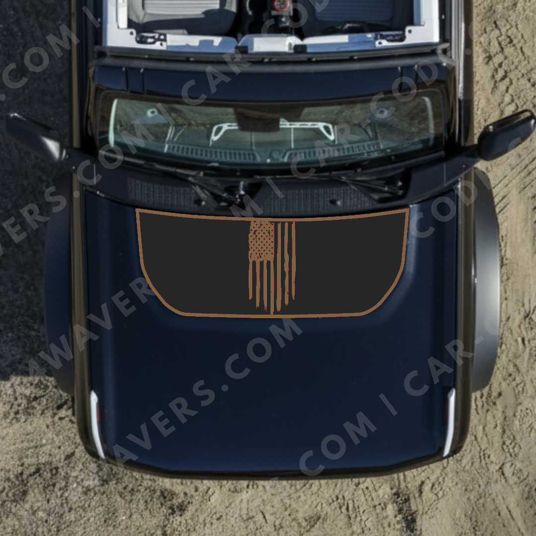 Hood Panel Decal/Sticker - USA Flag Graphic Kit - For Ford Bronco 2021-2024 - Premium Vinyl