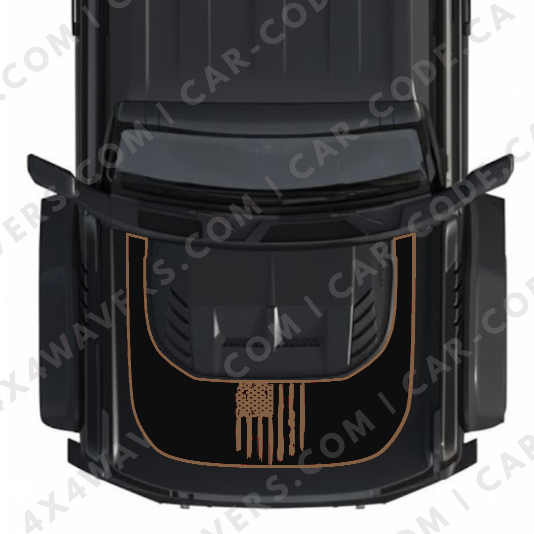 Hood Panel Decal/Sticker - USA Flag Graphic Kit - For Ford Bronco Raptor 2021-2024 - Premium Vinyl