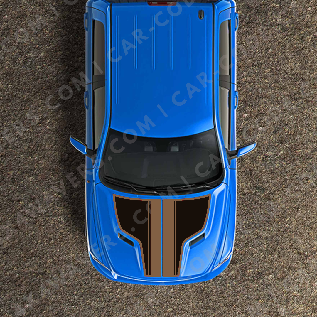 Hood Panel Decal/Sticker - Racing Stripes Graphic Kit - For Ram 1500 2009-2018 Rebel - Premium Vinyl