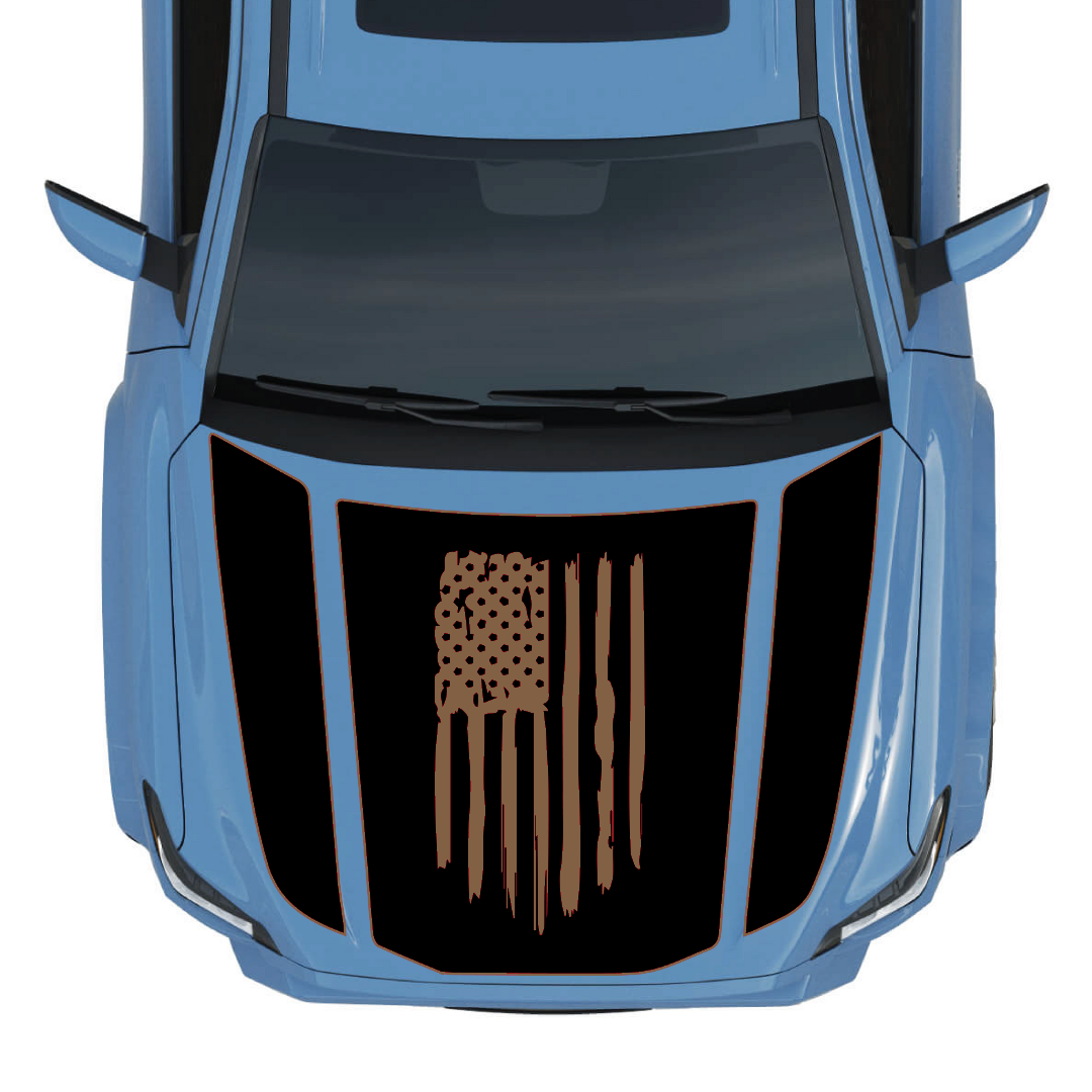 Hood Panel Decal/Sticker - USA Flag Graphic Kit - For Toyota 4Runner 2014-2024 - Premium Vinyl