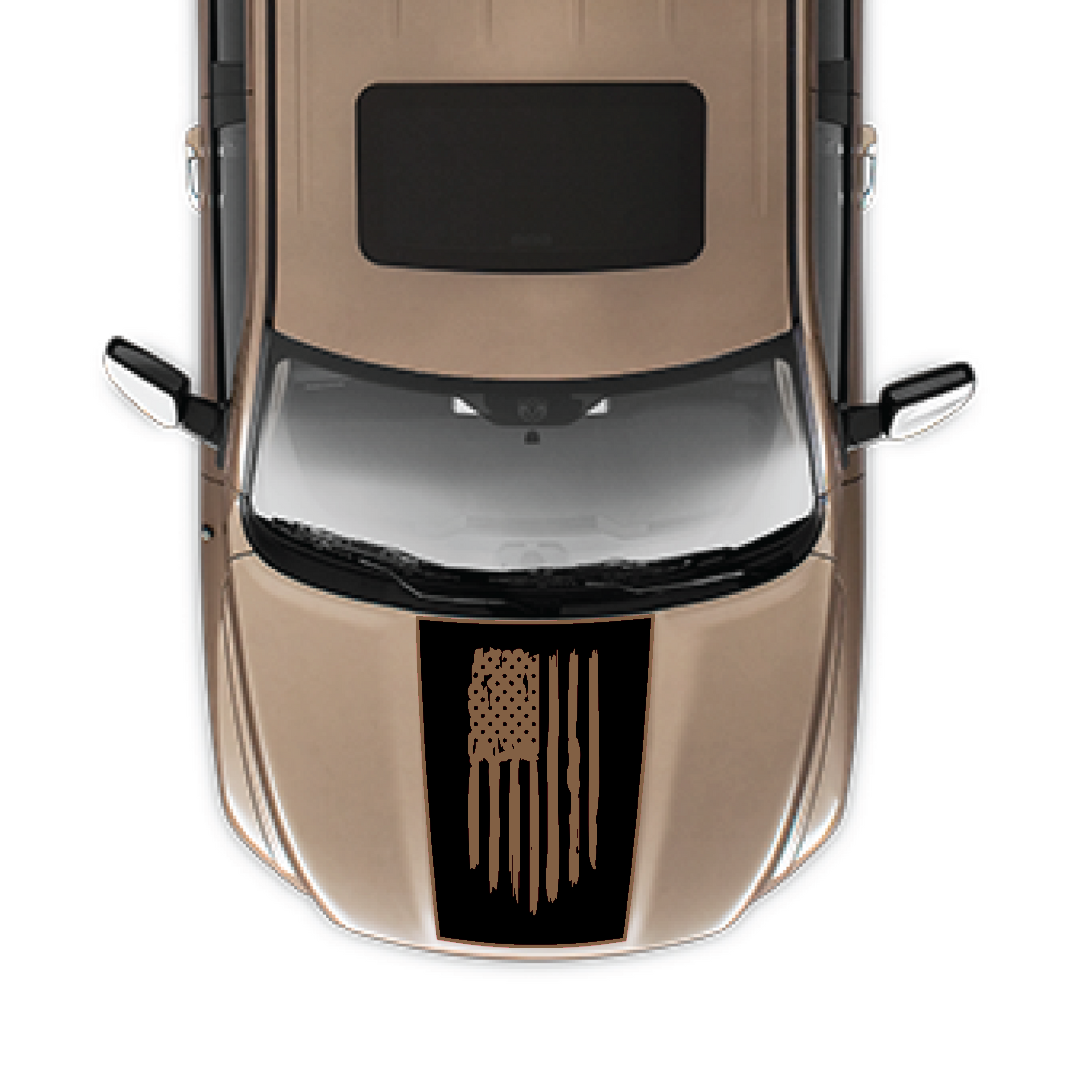 Hood Panel Decal/Sticker - USA flag Graphic Kit - For Ram 1500 2009-2018 - Premium Vinyl