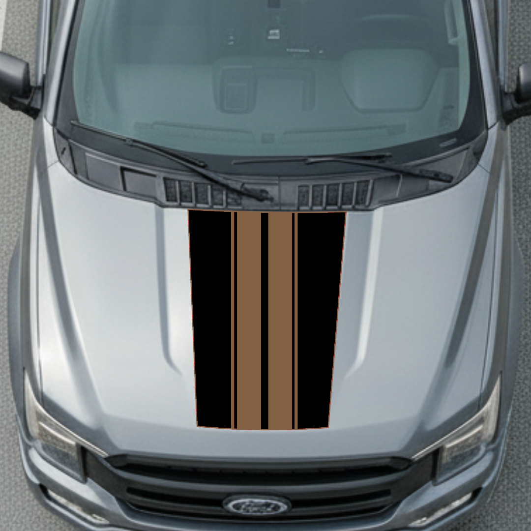 Hood Panel Decal/Sticker - Racing Stripes Graphic Kit - For Ford F-150 2017-2026 - Premium Vinyl