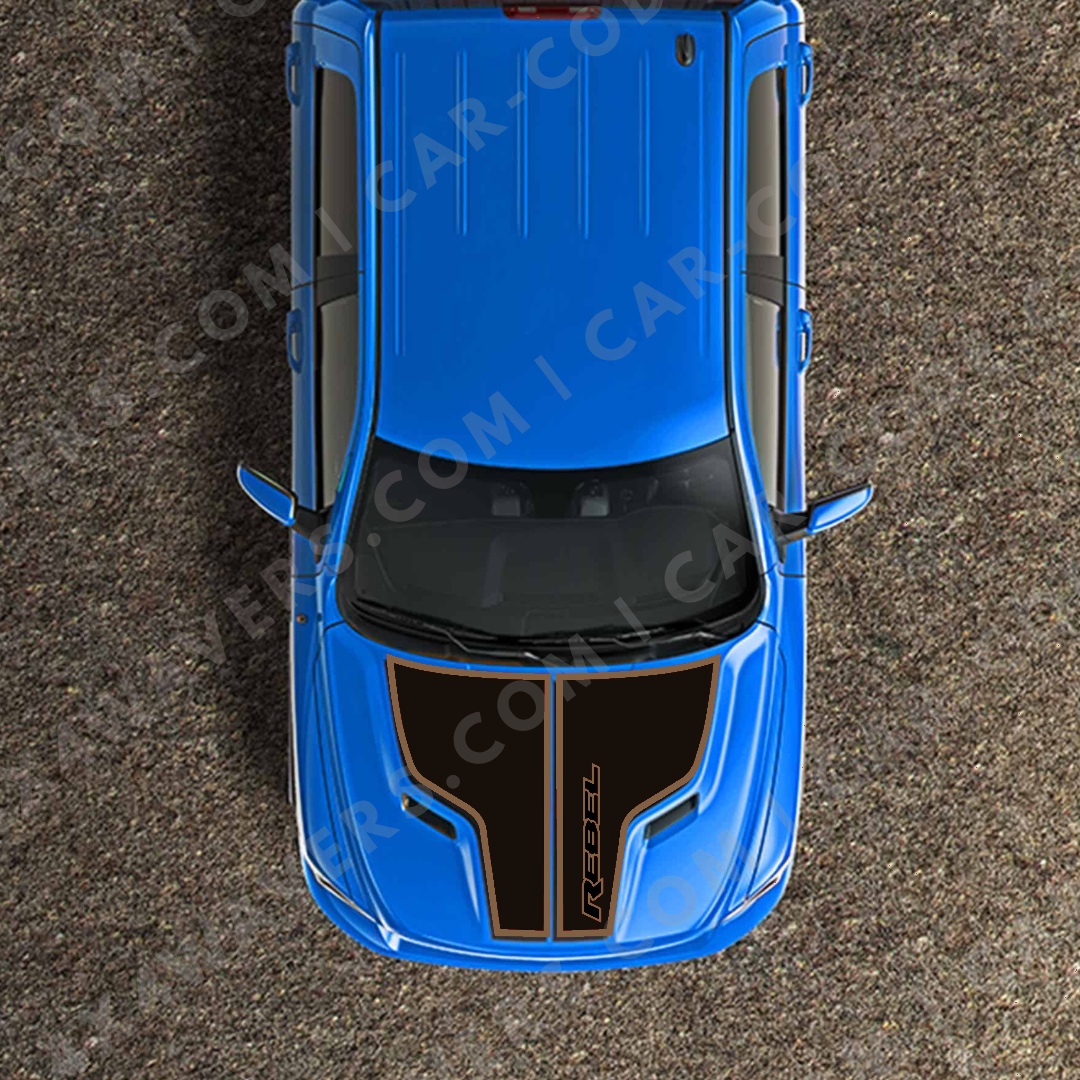 Hood Panel Decal/Sticker - Sports Style Graphic Kit - For Ram 1500 2009-2018 Rebel - Premium Vinyl