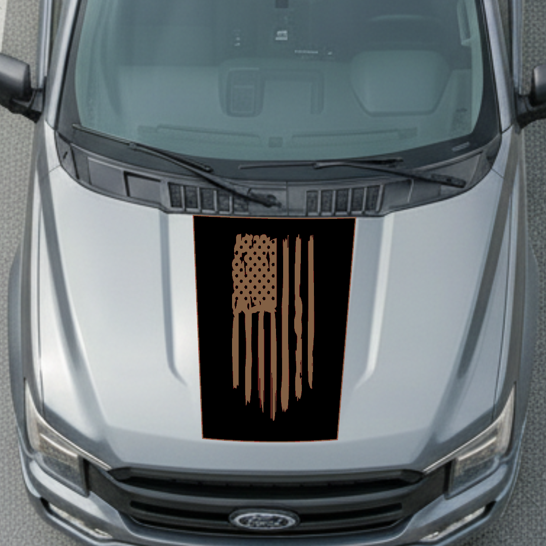 Hood Panel Decal/Sticker - USA Flag Graphic Kit - For Ford F-150 2017-2026 - Premium Vinyl