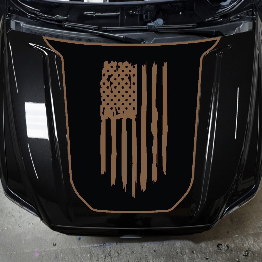 Hood Panel Decal/Sticker - USA Flag Graphic Kit - For Toyota Tacoma 2016-2023 - Premium Vinyl