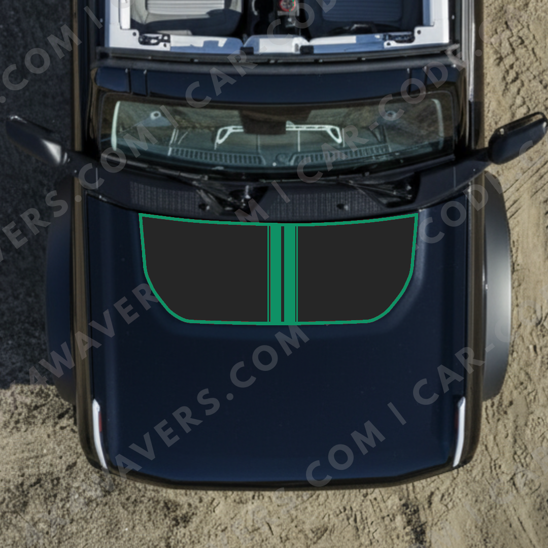 Hood Panel Decal/Sticker - Racing Stripes Graphic Kit - For Ford Bronco 2021-2024 - Premium Vinyl