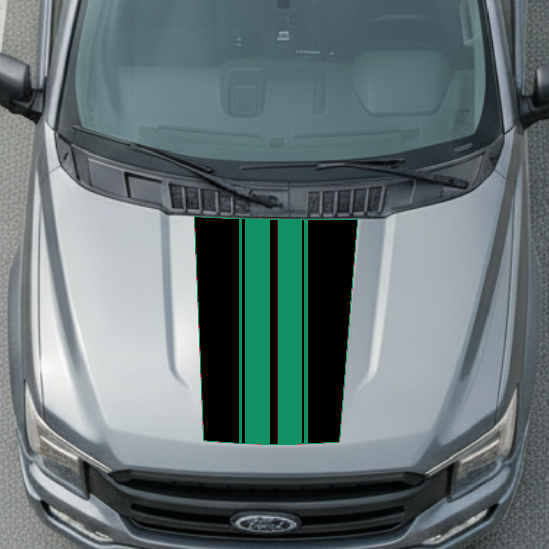 Hood Panel Decal/Sticker - Racing Stripes Graphic Kit - For Ford F-150 2017-2026 - Premium Vinyl