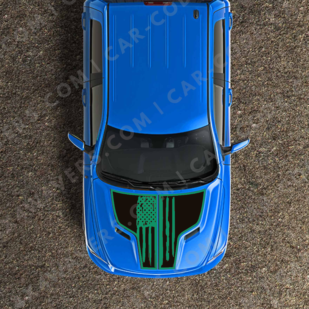 Hood Panel Decal/Sticker - USA flag Graphic Kit - For Ram 1500 2009-2018 Rebel - Premium Vinyl