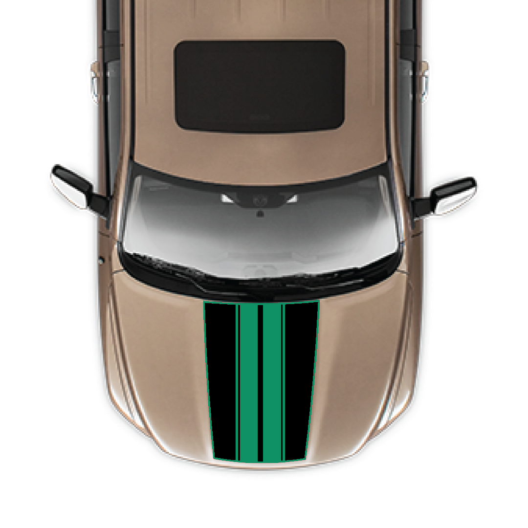 Hood Panel Decal/Sticker - Racing Stripes Graphic Kit - For Ram 1500 2009-2018 - Premium Vinyl