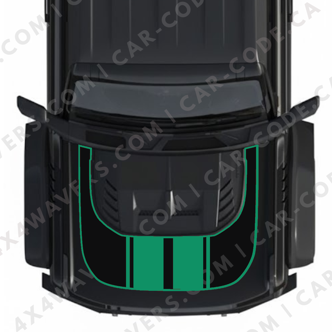 Hood Panel Decal/Sticker - Racing Stripes Graphic Kit - For Ford Bronco Raptor 2021-2024 - Premium Vinyl