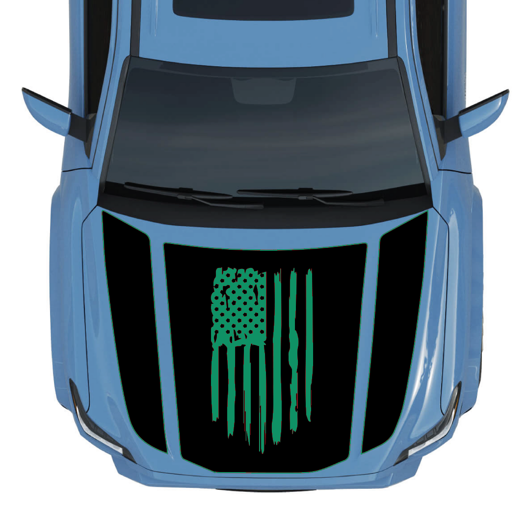 Hood Panel Decal/Sticker - USA Flag Graphic Kit - For Toyota 4Runner 2014-2024 - Premium Vinyl