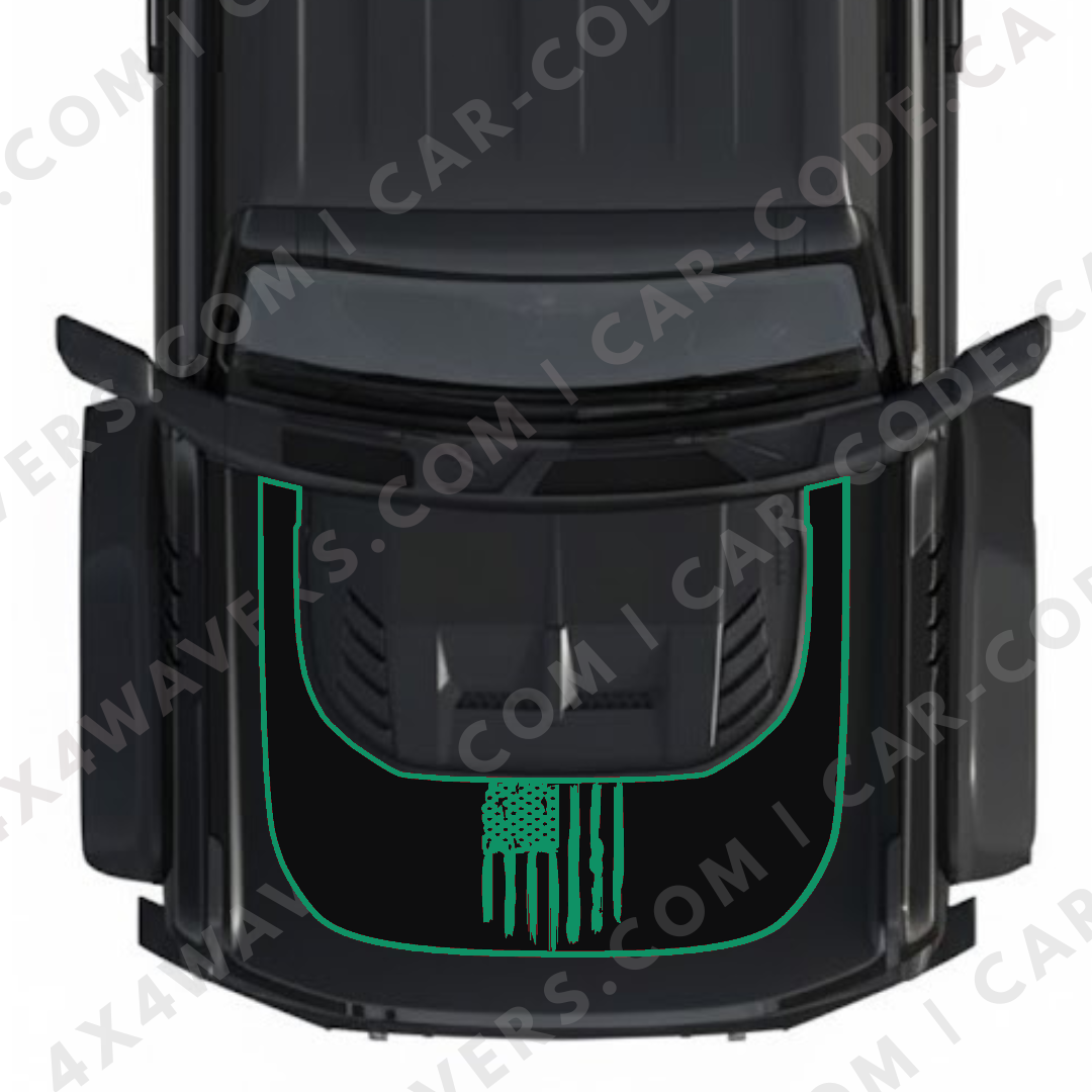 Hood Panel Decal/Sticker - USA Flag Graphic Kit - For Ford Bronco Raptor 2021-2024 - Premium Vinyl