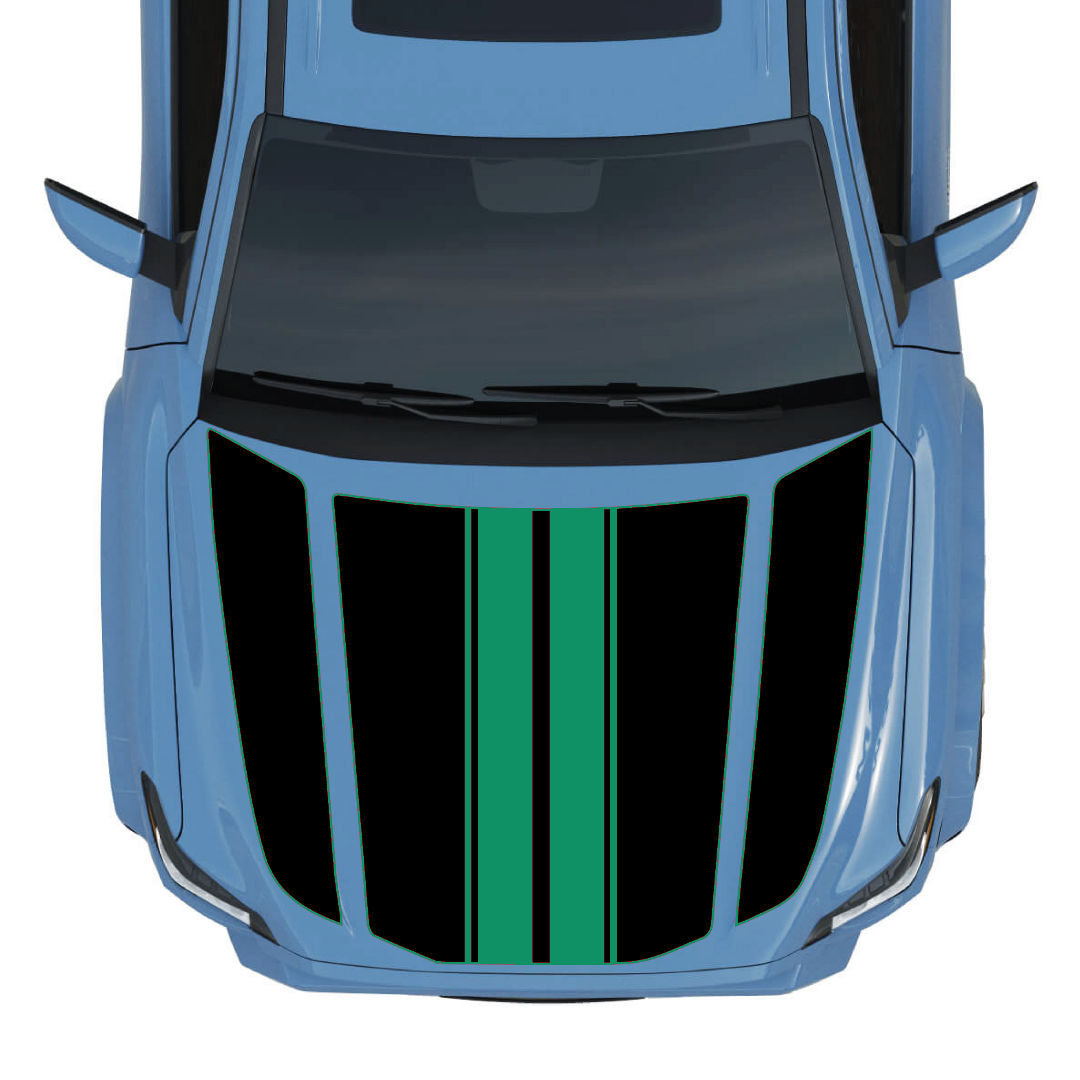 Hood Panel Decal/Sticker - Racing Stripes Graphic Kit - For Toyota 4Runner 2014-2024 - Premium Vinyl