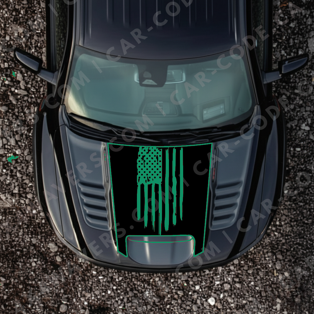 Hood Panel Decal/Sticker - USA flag Graphic Kit - For Ram 1500 2019-2024 TRX - Premium Vinyl