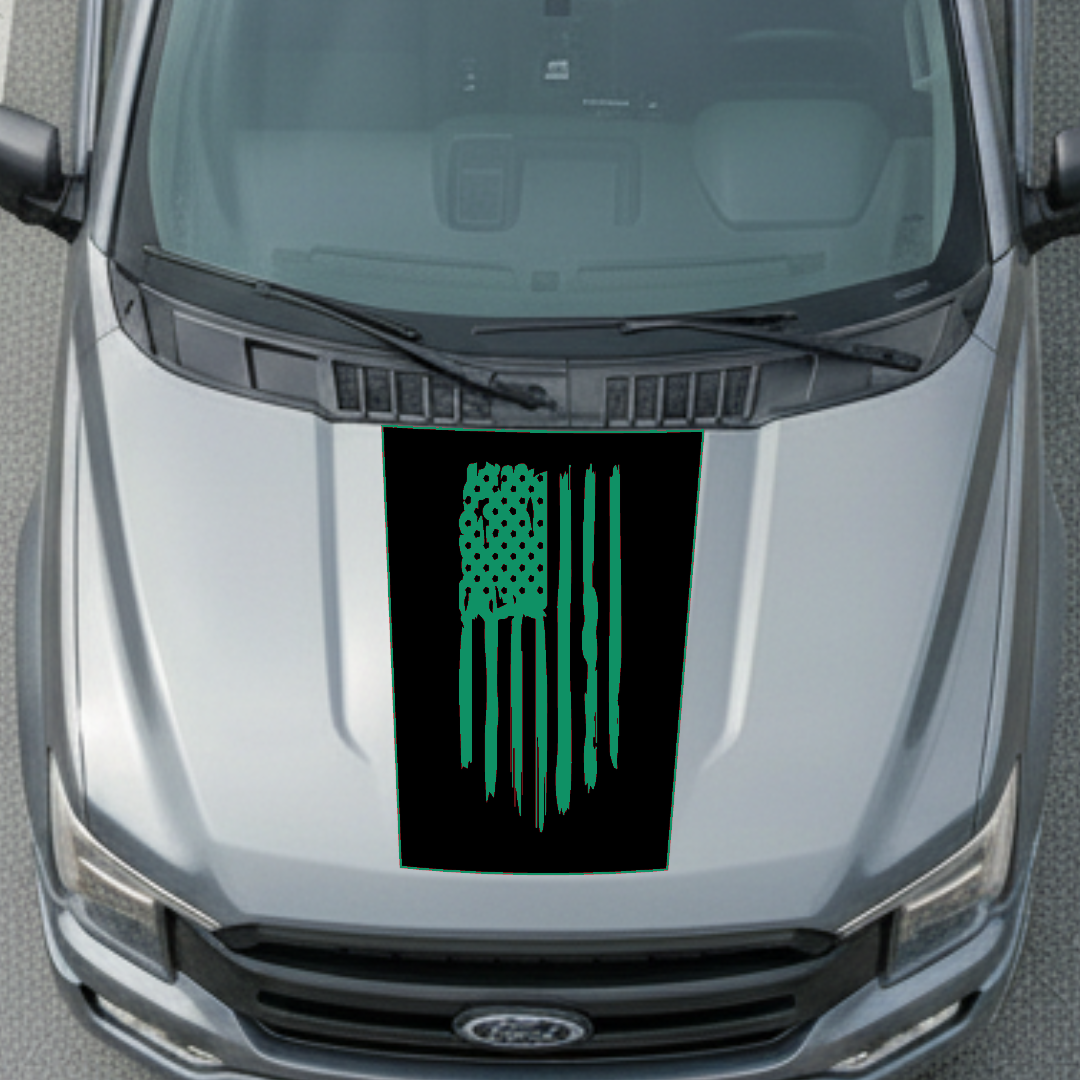 Hood Panel Decal/Sticker - USA Flag Graphic Kit - For Ford F-150 2017-2026 - Premium Vinyl