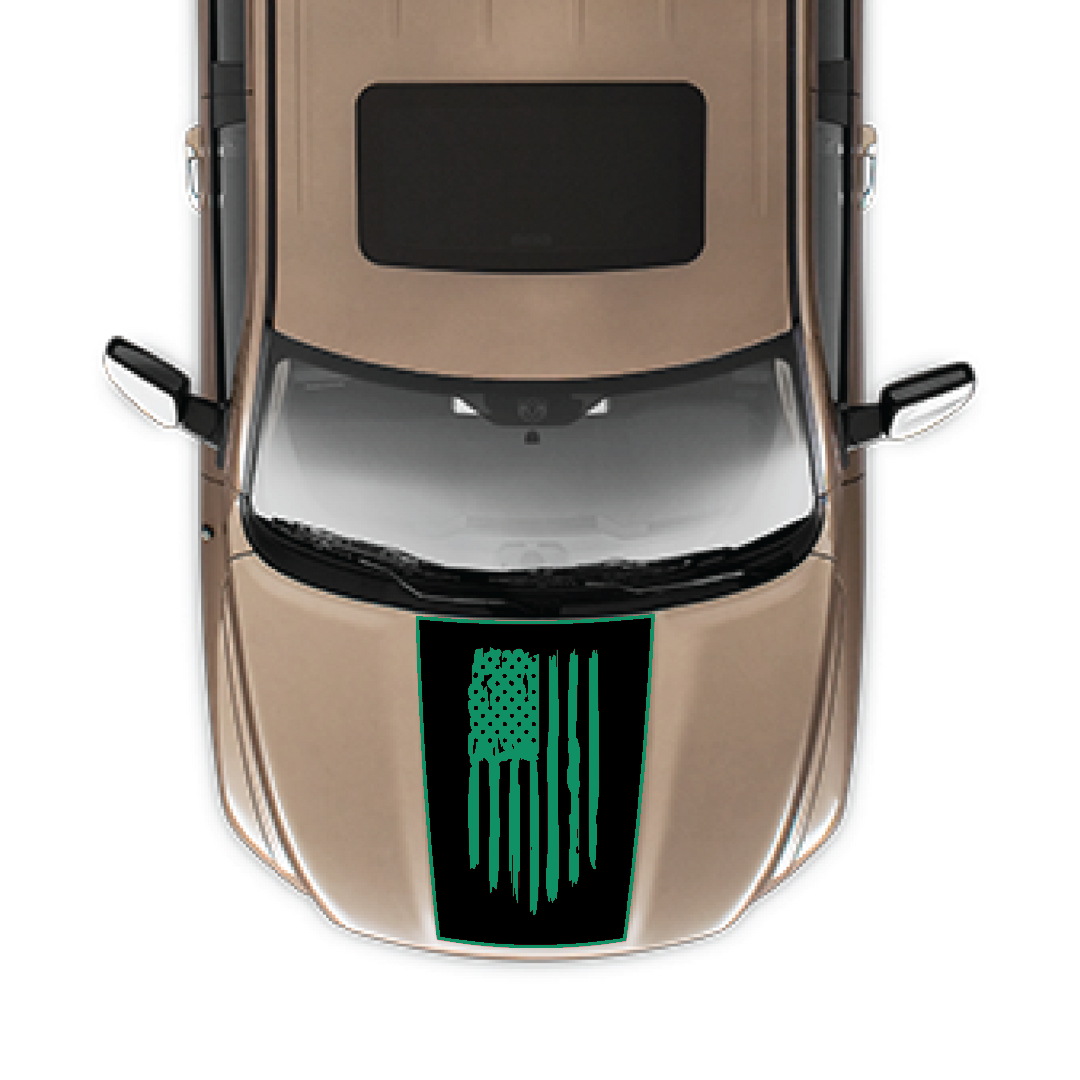 Hood Panel Decal/Sticker - USA flag Graphic Kit - For Ram 1500 2009-2018 - Premium Vinyl