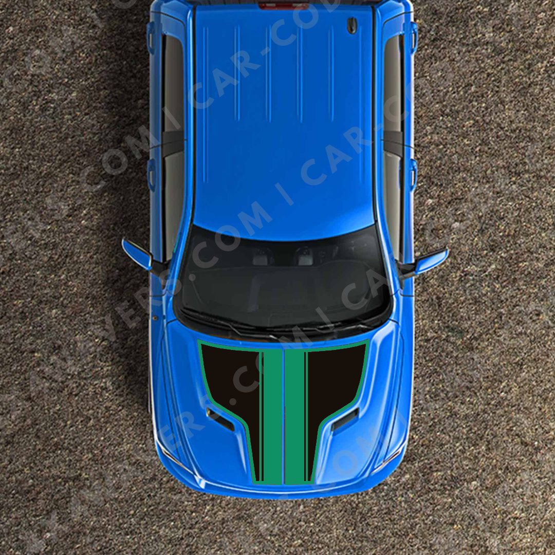 Hood Panel Decal/Sticker - Racing Stripes Graphic Kit - For Ram 1500 2009-2018 Rebel - Premium Vinyl