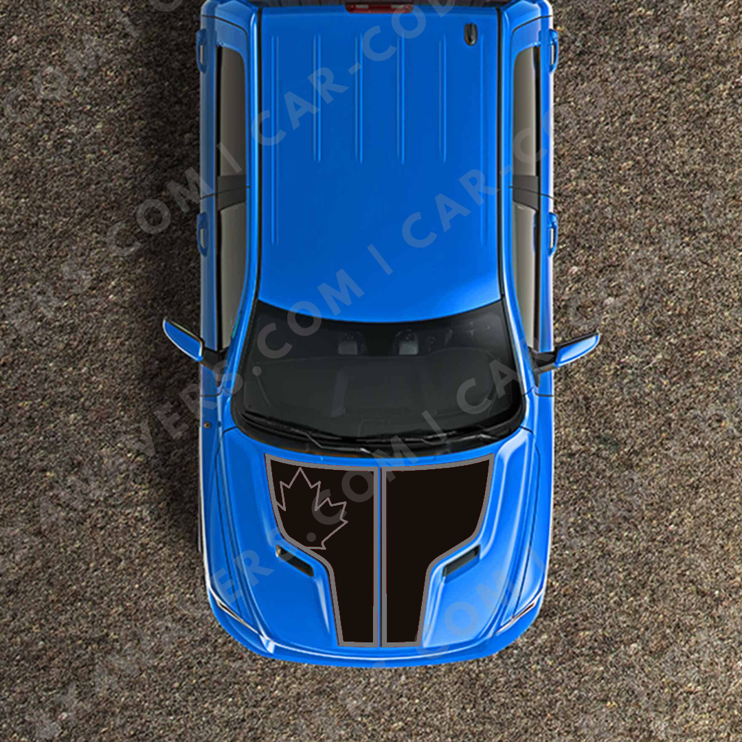 Hood Panel Decal/Sticker - Maple Leaf Graphic Kit - For Ram 1500 2009-2018 Rebel - Premium Vinyl