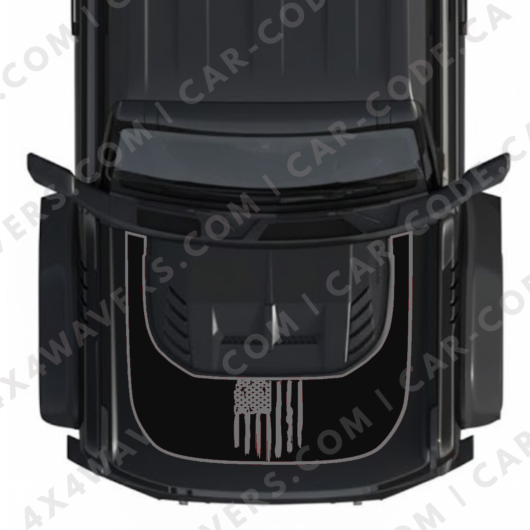 Hood Panel Decal/Sticker - USA Flag Graphic Kit - For Ford Bronco Raptor 2021-2024 - Premium Vinyl