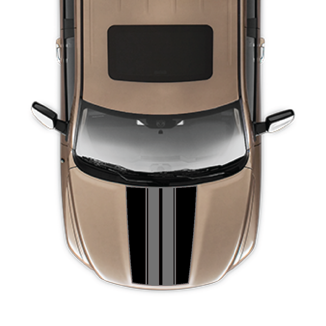 Hood Panel Decal/Sticker - Racing Stripes Graphic Kit - For Ram 1500 2009-2018 - Premium Vinyl