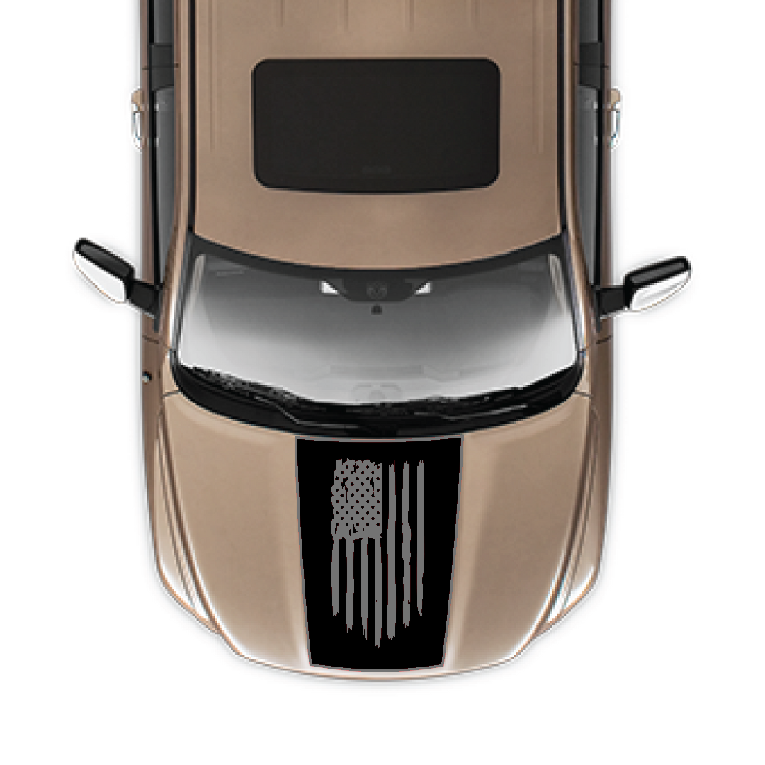 Hood Panel Decal/Sticker - USA flag Graphic Kit - For Ram 1500 2009-2018 - Premium Vinyl