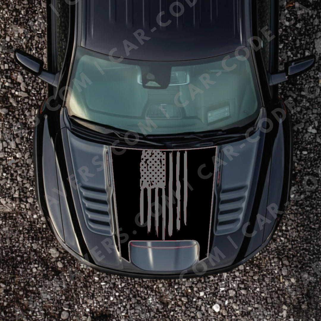 Hood Panel Decal/Sticker - USA flag Graphic Kit - For Ram 1500 2019-2024 TRX - Premium Vinyl
