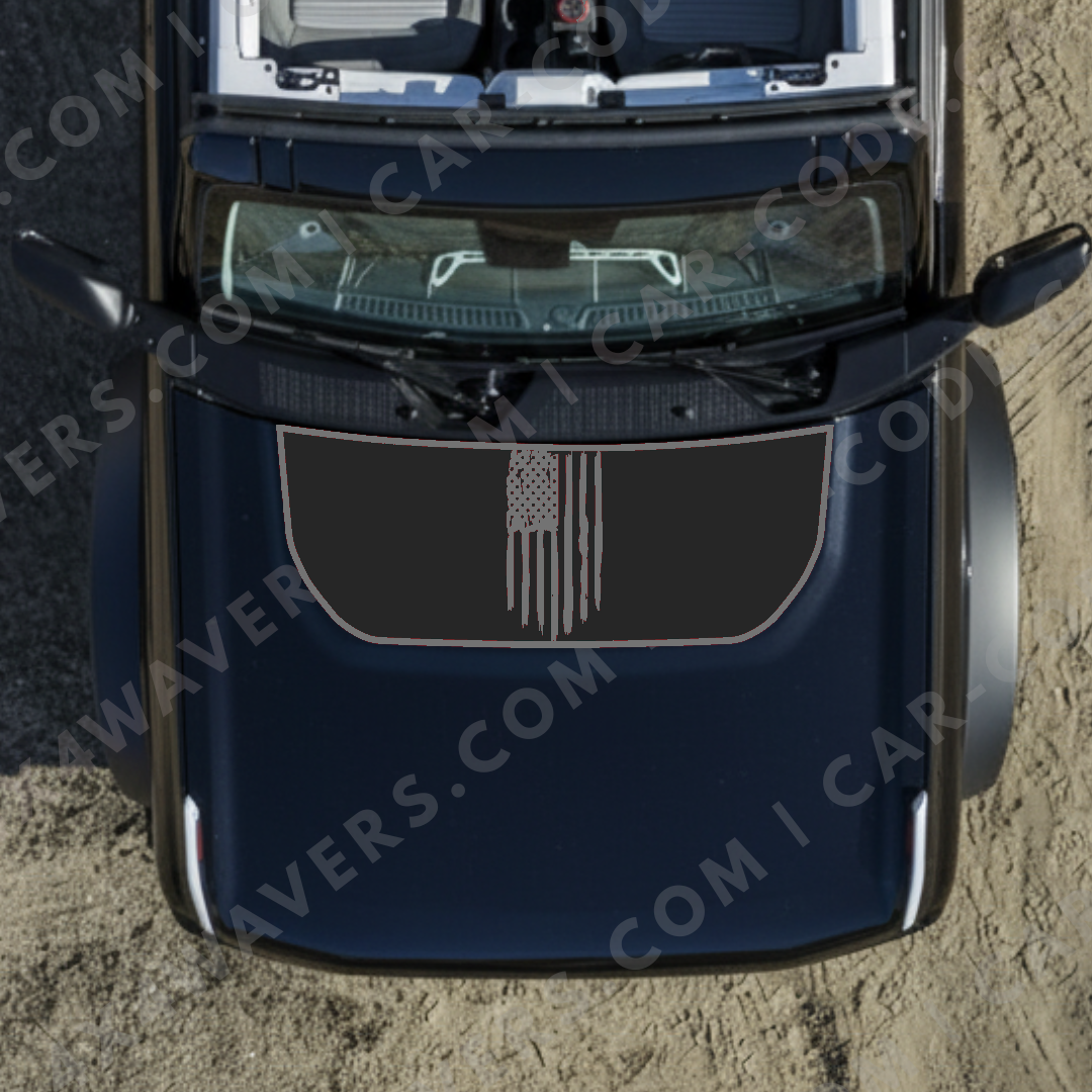 Hood Panel Decal/Sticker - USA Flag Graphic Kit - For Ford Bronco 2021-2024 - Premium Vinyl