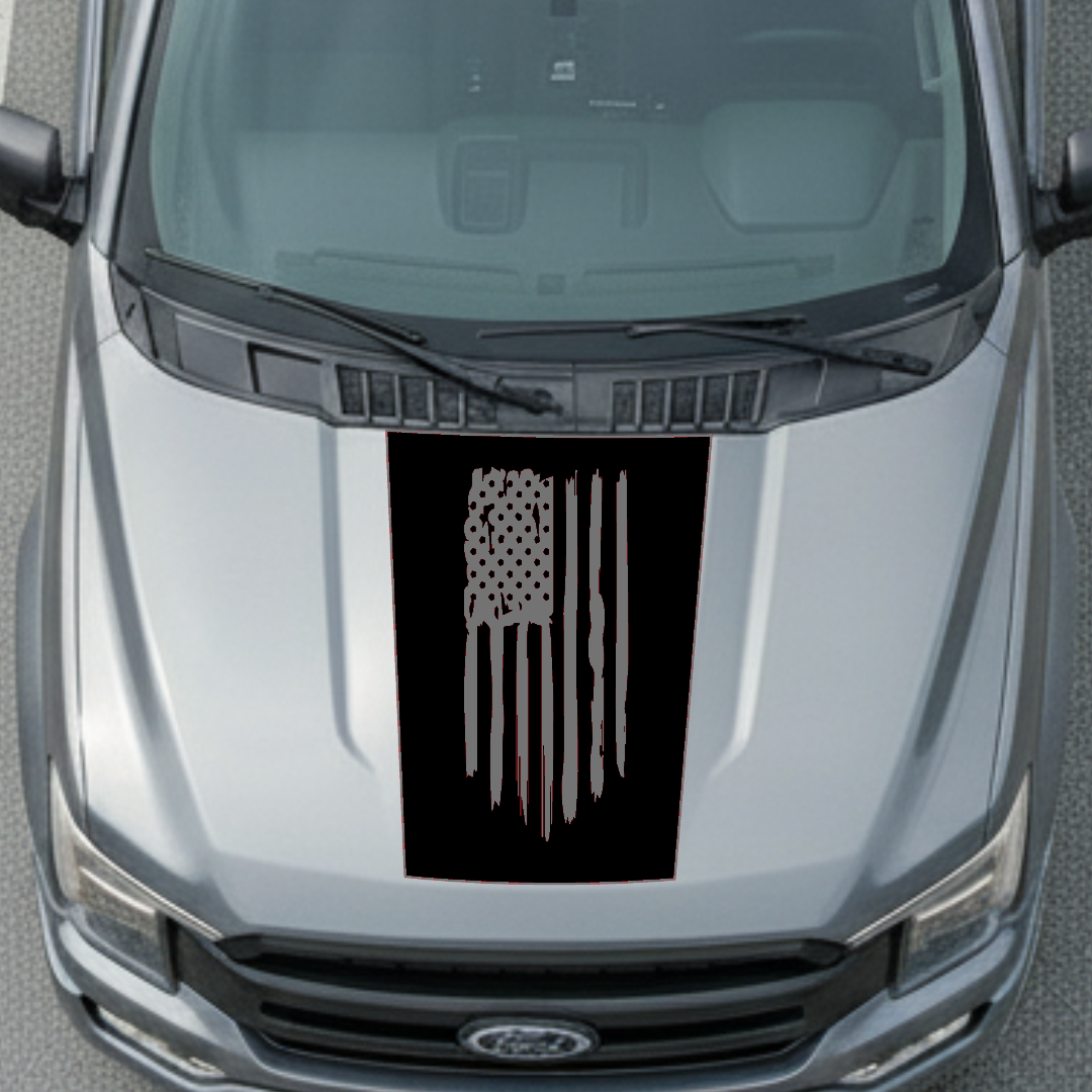 Hood Panel Decal/Sticker - USA Flag Graphic Kit - For Ford F-150 2017-2026 - Premium Vinyl